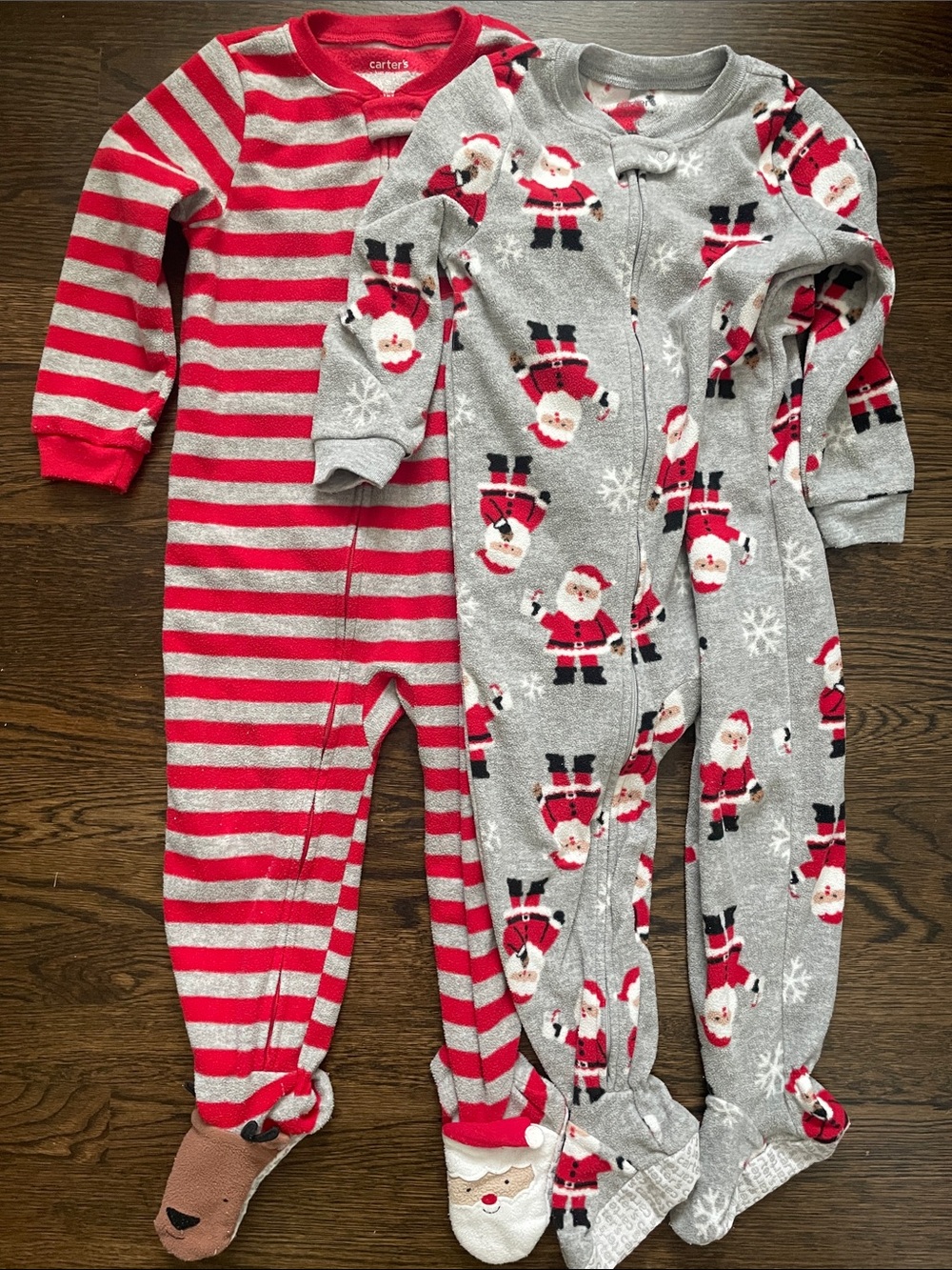 Carter's Red & Gray Santa Footed Fleece Pajama Set